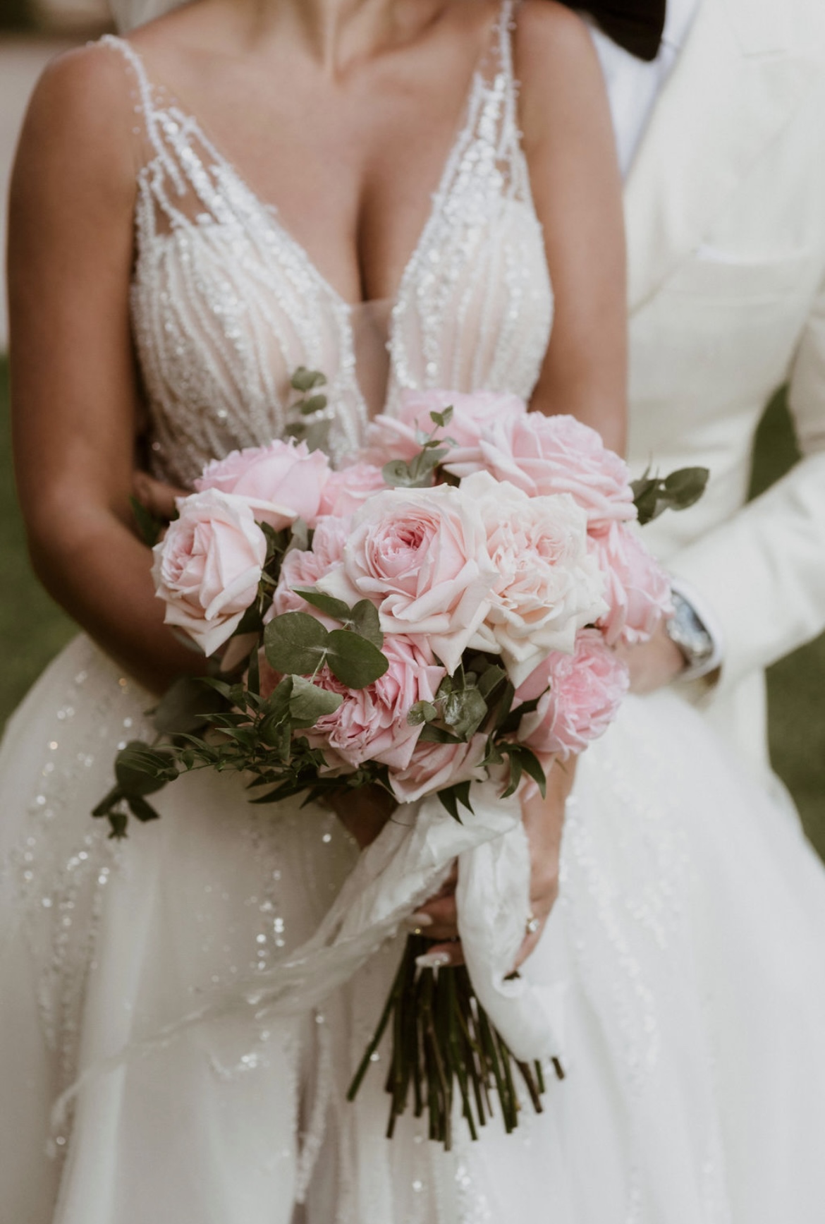 Beautiful wedding bouquet with pink roses - Jayne the Celebrant ceremonies